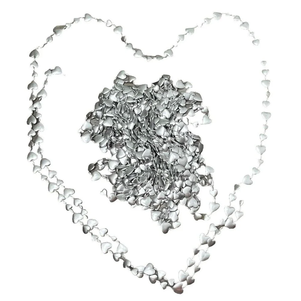 Lot 7 Strands Heart Garland Christmas Tree Wedding‎ Silver Plastic Total 749 in